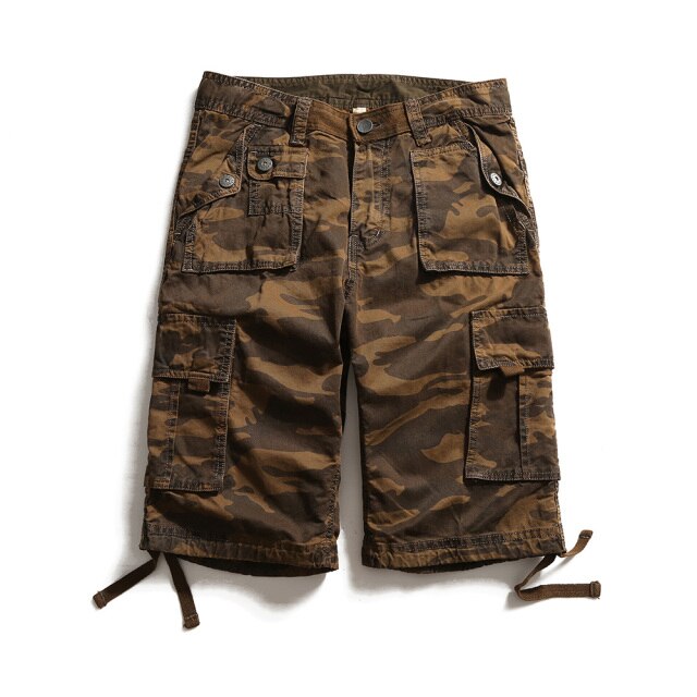 Pockets Decorated Camouflage Printing Cotton Shorts