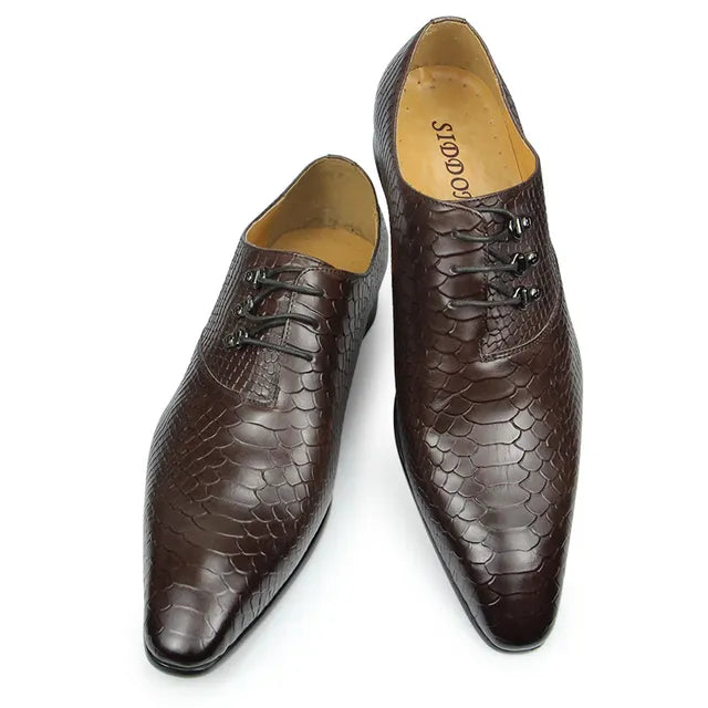 Classic Crocodile Pattern Oxford Shoes