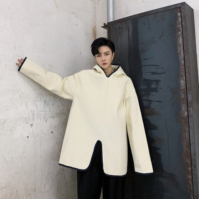 Solid Gothic Riding Hood Streetwear Style Men Jacket