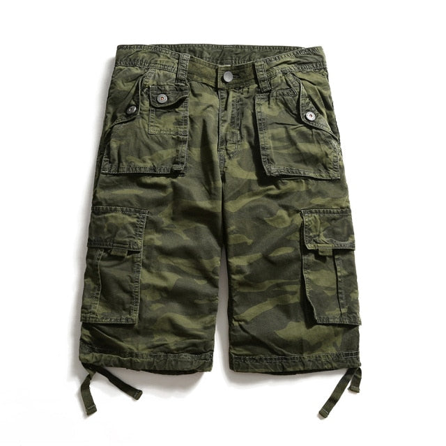 Pockets Decorated Camouflage Printing Cotton Shorts