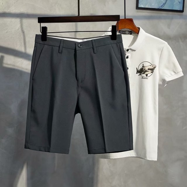 Casual Solid Polyester Chino Short