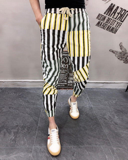 Mix Colors Stripes Streetwear Style Men Pants