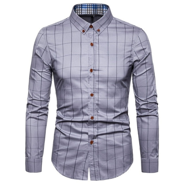 Multicolor Plaid Pattern Long Sleeve Cotton Shirt