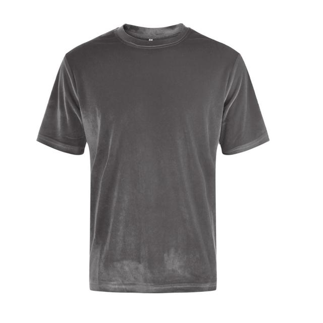 Solid Velvet Round Neck T-Shirt