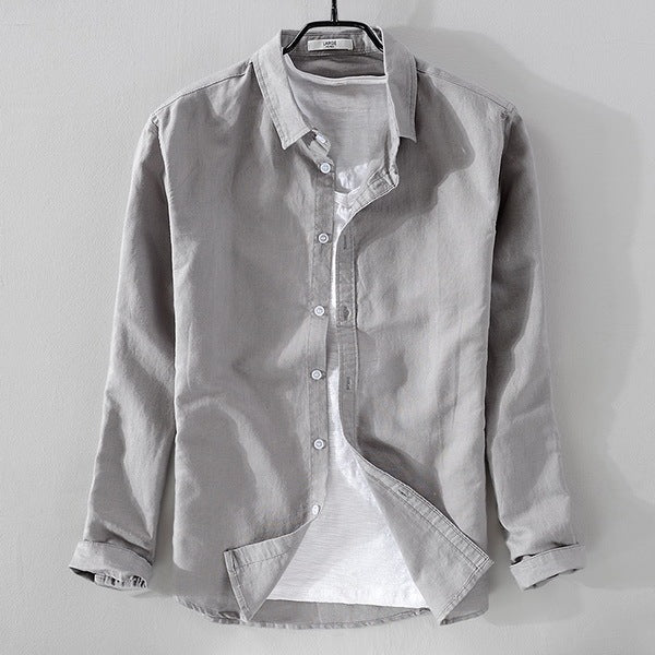 Casual Long-Sleeved Cotton Linen Men's Shirt