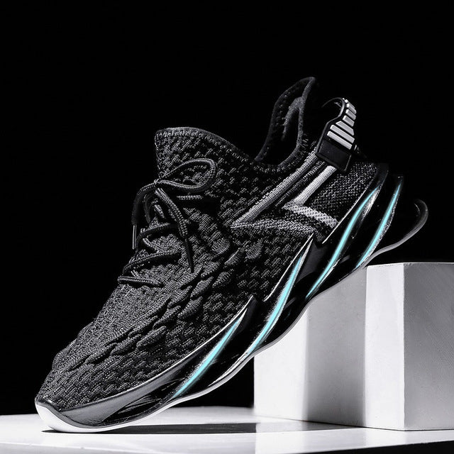 Stripped Wave Blade Thick Bottom Loafers Lace Up Sneakers