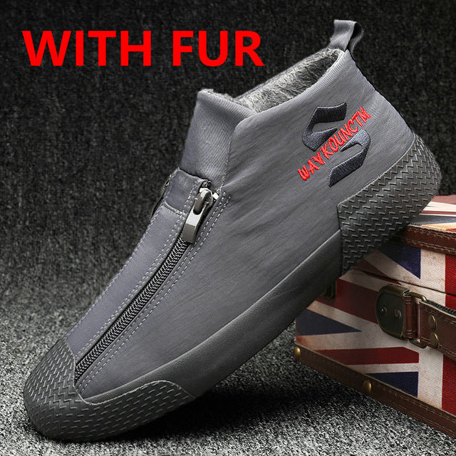 Warm Winter Fashion Fur Zipper Men Boots