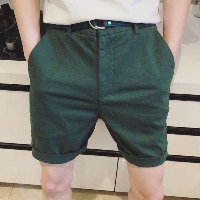 Casual Solid Zipper Fly Style Men Shorts