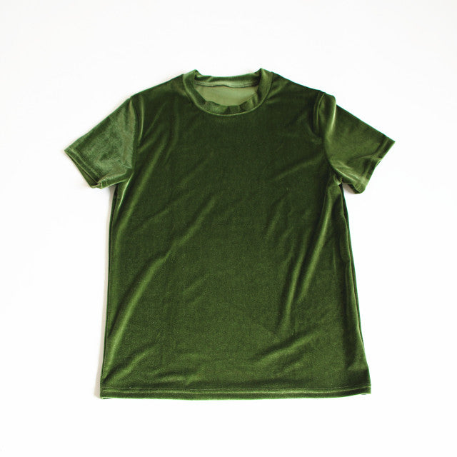 Velvet O-Neck Short Sleeve T-Shirt