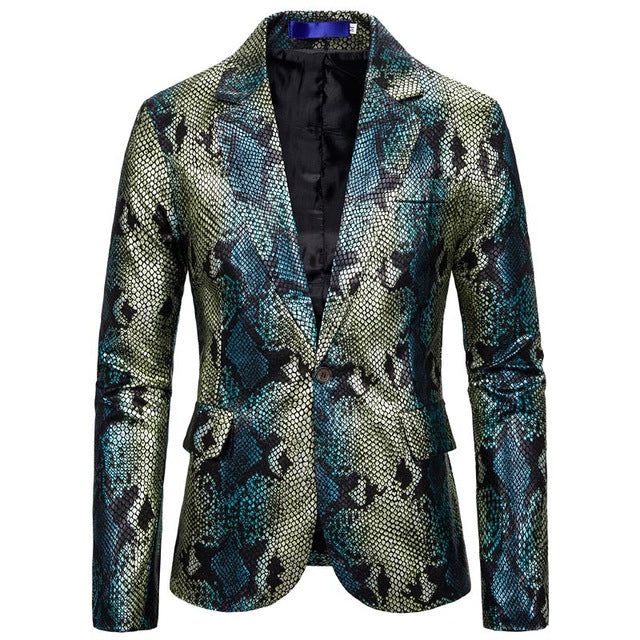 Silver Shiny Fish Scale Pattern Stage Costume Men Blazer
