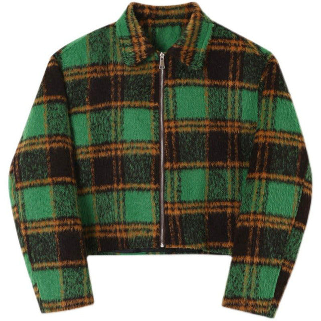 Big Green Plaid Loose Men Jacket