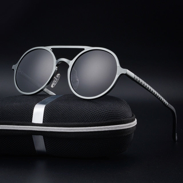 Round Style in Aluminium Magnesium Frame Men Polaroid Sunglasses