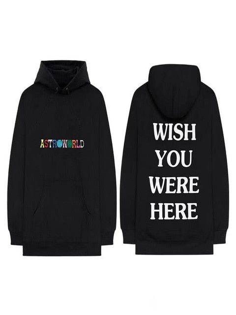 Astroworld Rainbow Embroidery Men Pocket Hooded Sweater