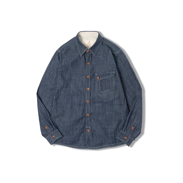 Solid Denim Long Sleeve Shirt