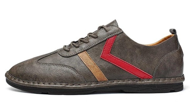 Casual Split Leather Flat Style Men Sneaker