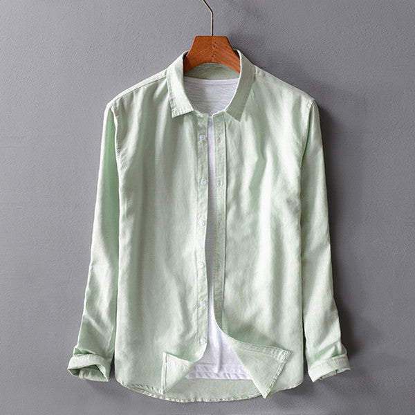 Casual Long-Sleeved Cotton Linen Men's Shirt