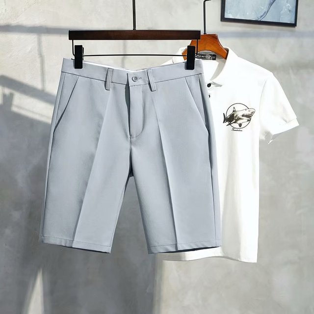 Casual Solid Polyester Chino Short