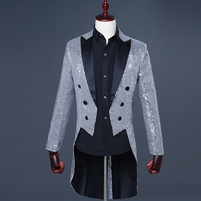 Splendid Sequin Tuxedo Costume Style Men Slim Blazer