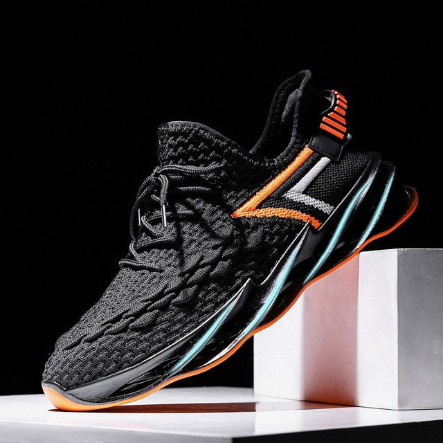 Stripped Wave Blade Thick Bottom Loafers Lace Up Sneakers