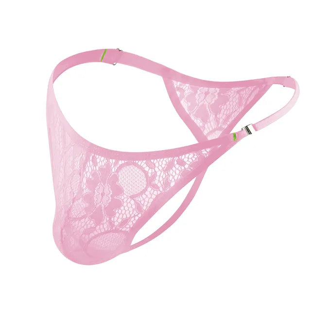 Lace Side Buckle See-Through G-String