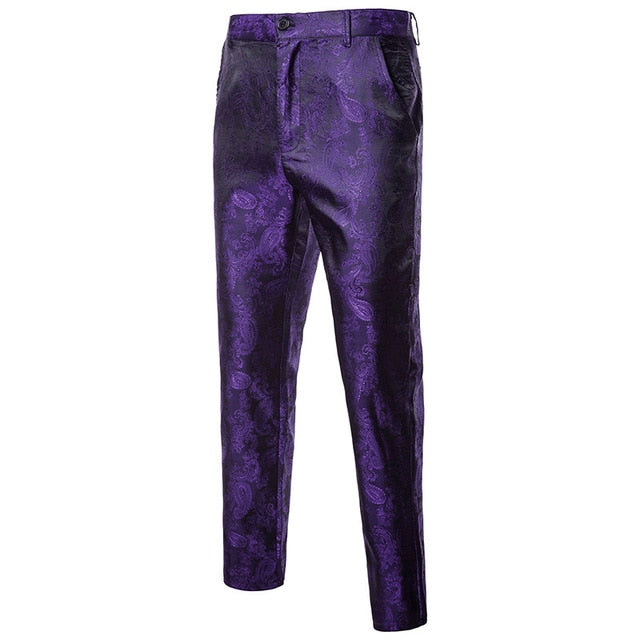Glossy Paisley Neat Slim Style Men Trouser