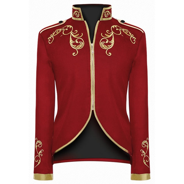 Luxurious Victorian Style Golden Embroidery Polyester Blazer