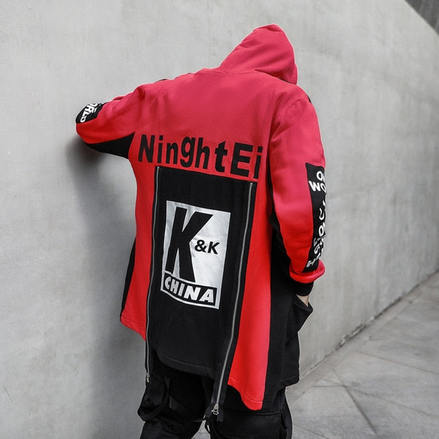 Hip Hop Style Colorblock Men Oversize Hooded Jacket