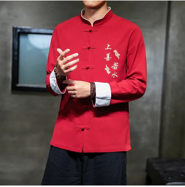 Traditional Chinese Clothing Cotton Embroidery Shirt
