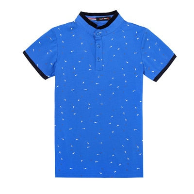Dot Guitar Printed Stand Collar Short Sleeve Style Men Polo Shirt