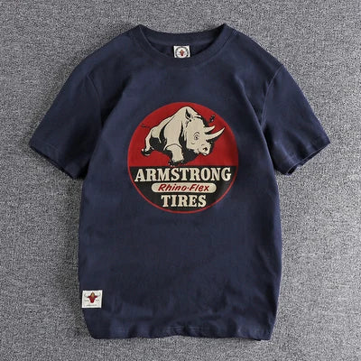 O-neck Rhino Printed T-Shirt