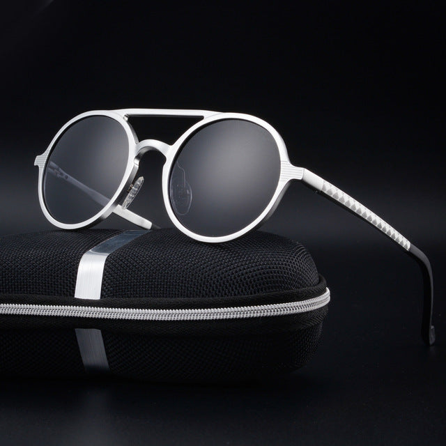 Round Style in Aluminium Magnesium Frame Men Polaroid Sunglasses