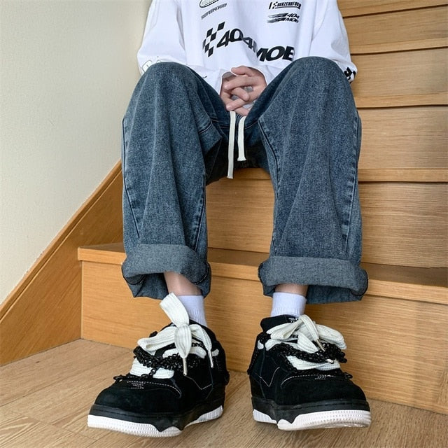 Broken Solid Elastic Waist Jeans