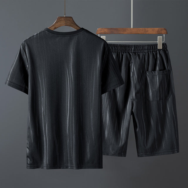 Black Paisley Geometric Printing Short Set