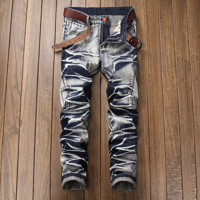 Abstract Wave Camouflage Pattern Jeans