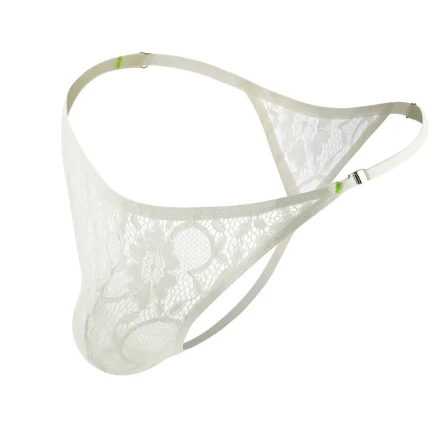 Lace Side Buckle See-Through G-String
