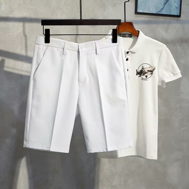 Casual Solid Polyester Chino Short