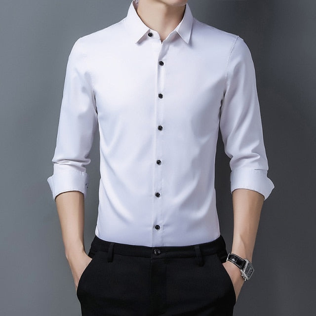 Black Buttons Solid Color Long Sleeve Shirt