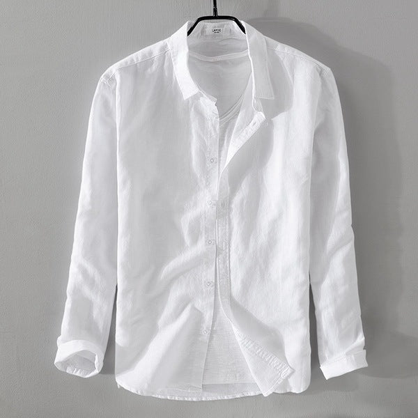 Casual Long-Sleeved Cotton Linen Men's Shirt