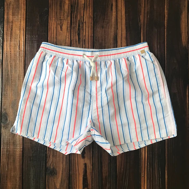 Stripes Drawstring Beach Shorts