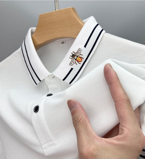 Little Bee Embroidered On Neck Polo Shirt