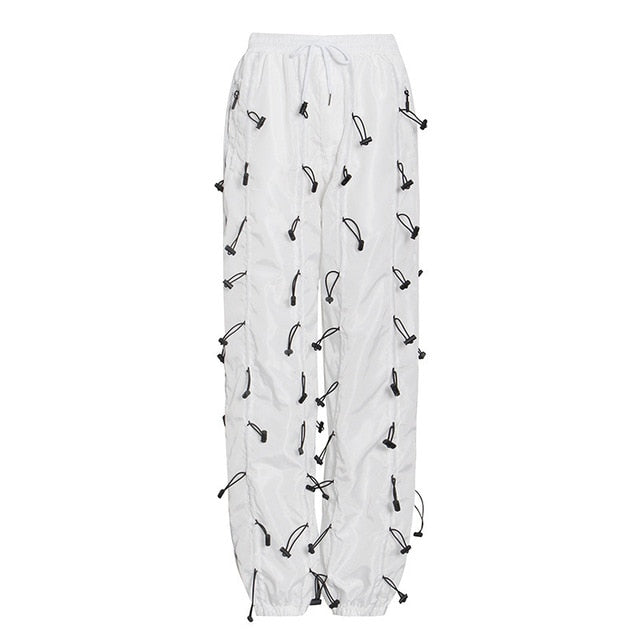 Colorful Drawstrings Decorated Loose Pants
