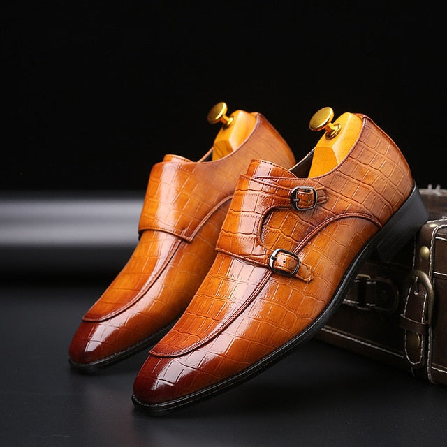 Monk Strap Glossy PU Men Formal Shoes