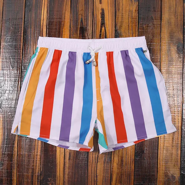 Stripes Drawstring Beach Shorts
