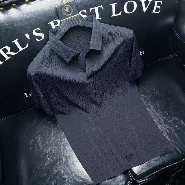 Horizontal Stripe Solid Color Polo Shirt