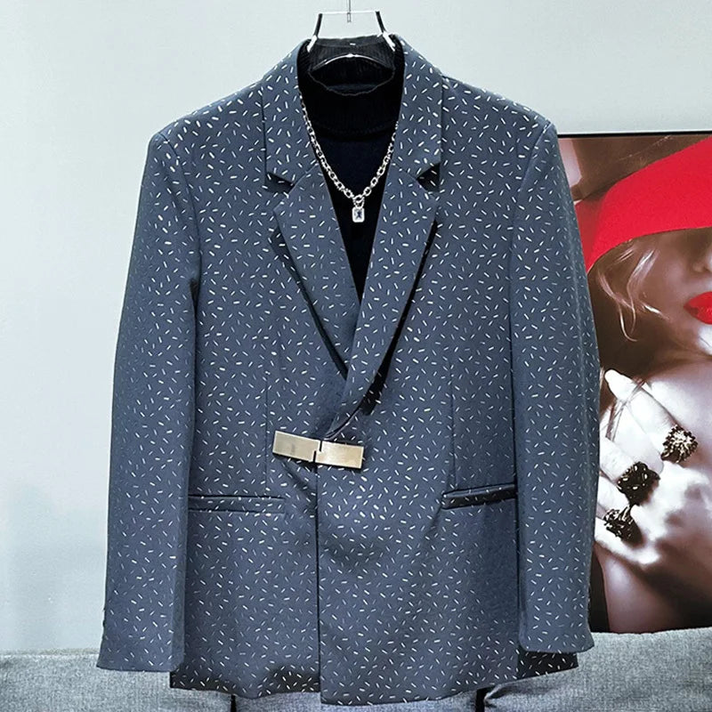 Metal Buckle Printing Color Blazer