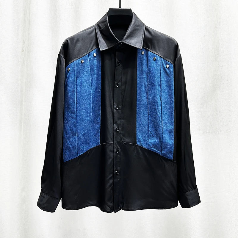 Fashionable Patchwork Denim Shirt