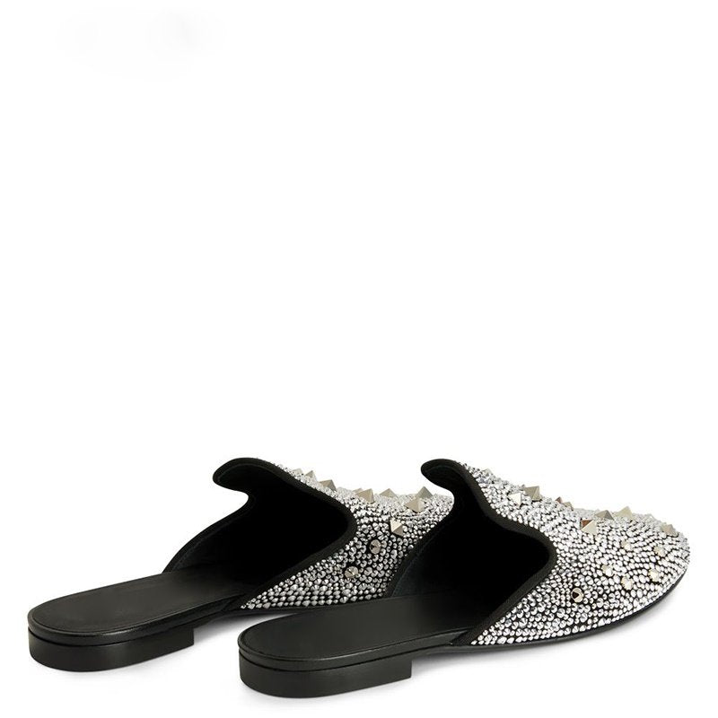 Silver Color Rivet Decor Mules Shoes