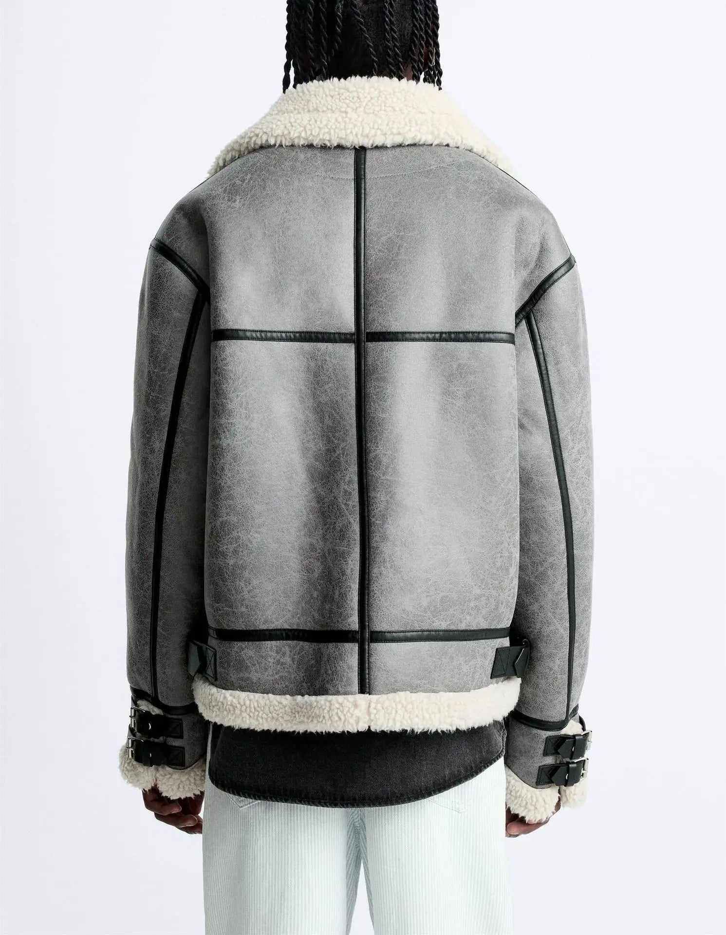 Lapel Suede Rolled Lambskin Fur Jacket