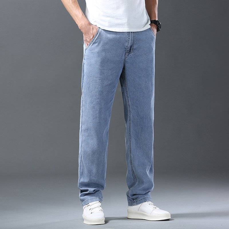 Lyocell Ice Silk Straight Denim Jeans