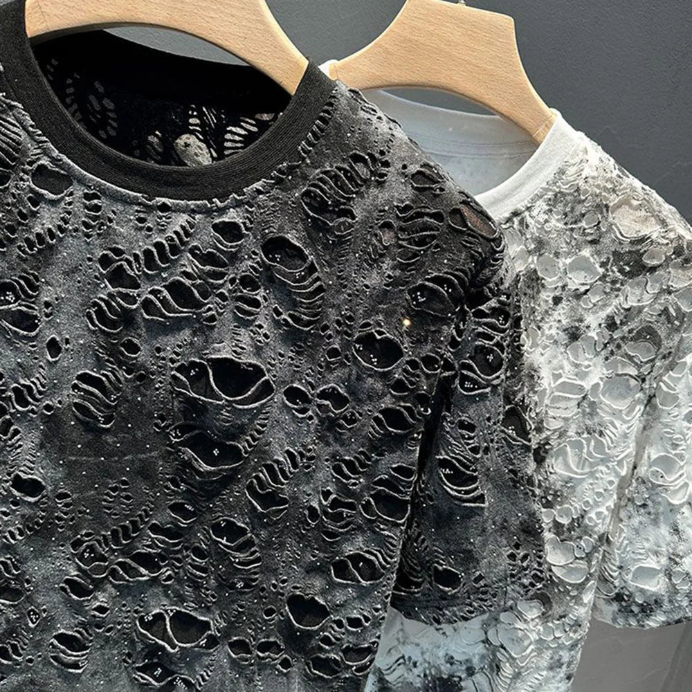 Casual Tie-Dye Ripped T-Shirt